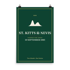 Federation 1983 St. Kitts & Nevis Independence art print in deep green, 24×36 in