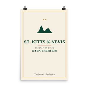 Federation 1983 St. Kitts & Nevis Independence art print in cream, 24×36 in