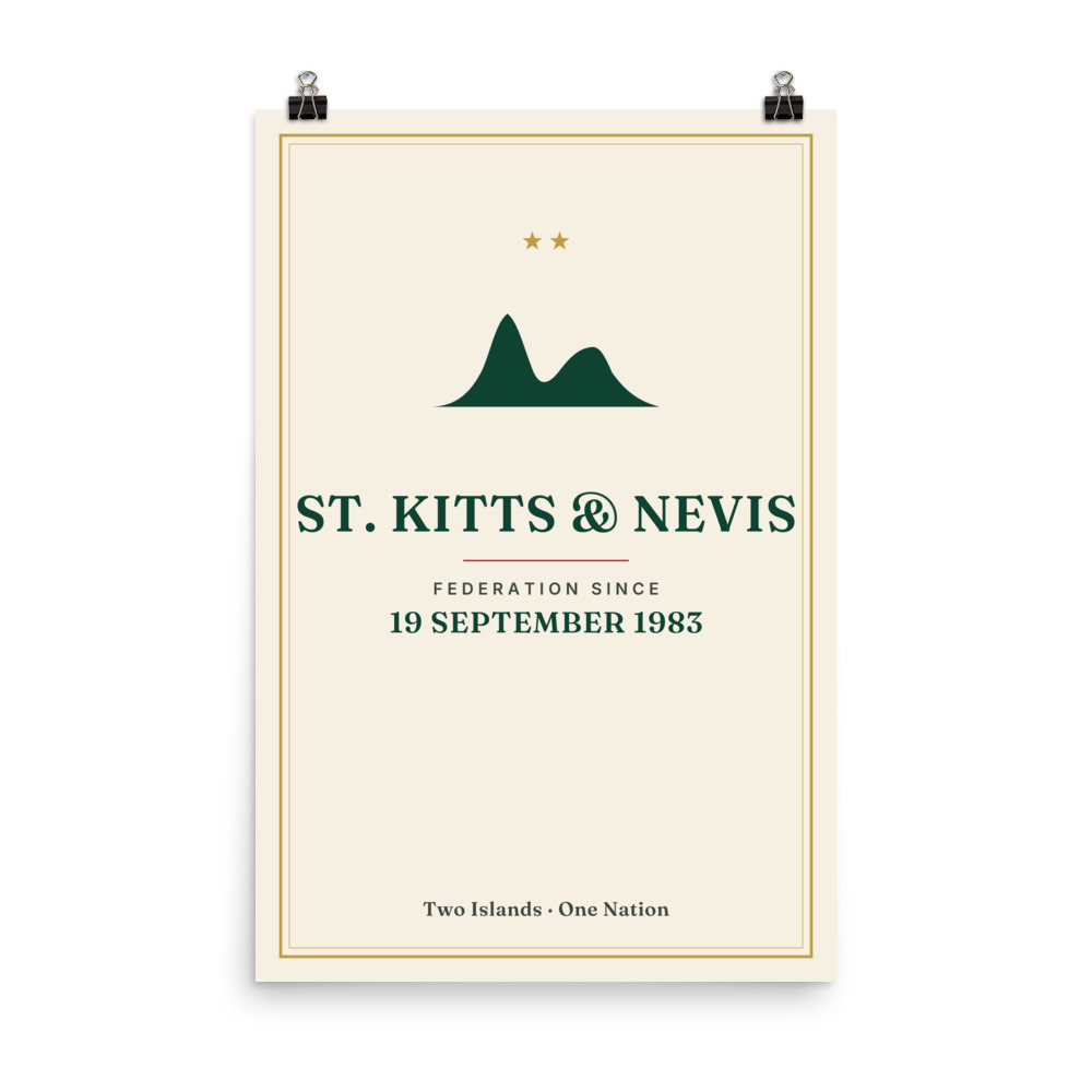 Federation 1983 St. Kitts & Nevis Independence art print in cream, 24×36 in