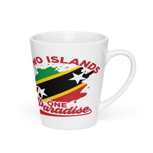 Two Islands One Paradise St. Kitts and Nevis flag mug, right view
