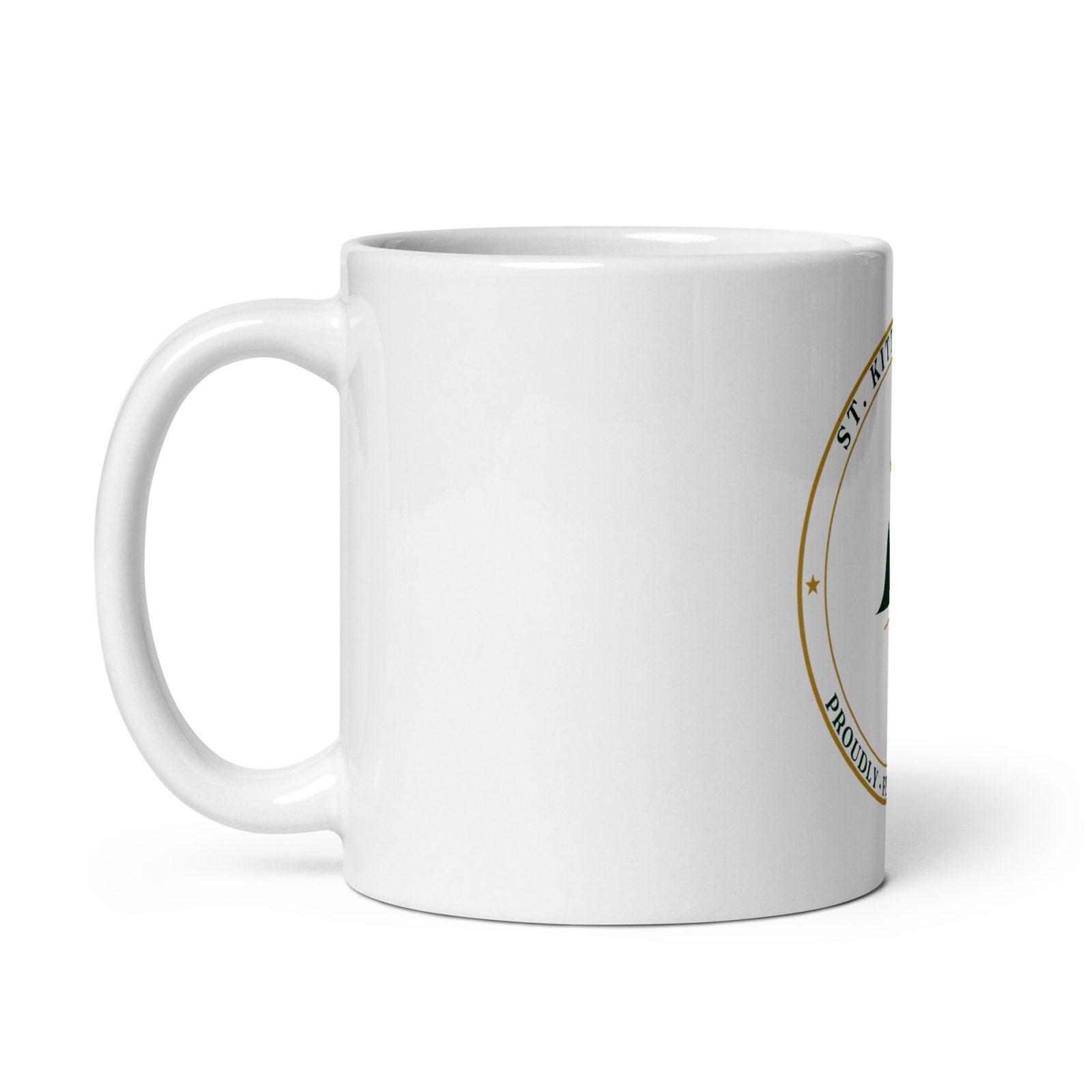 St. Kitts & Nevis Independence mug crest design — handle on left